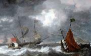 Bonaventura Peeters Sea storm with sailing ships painting